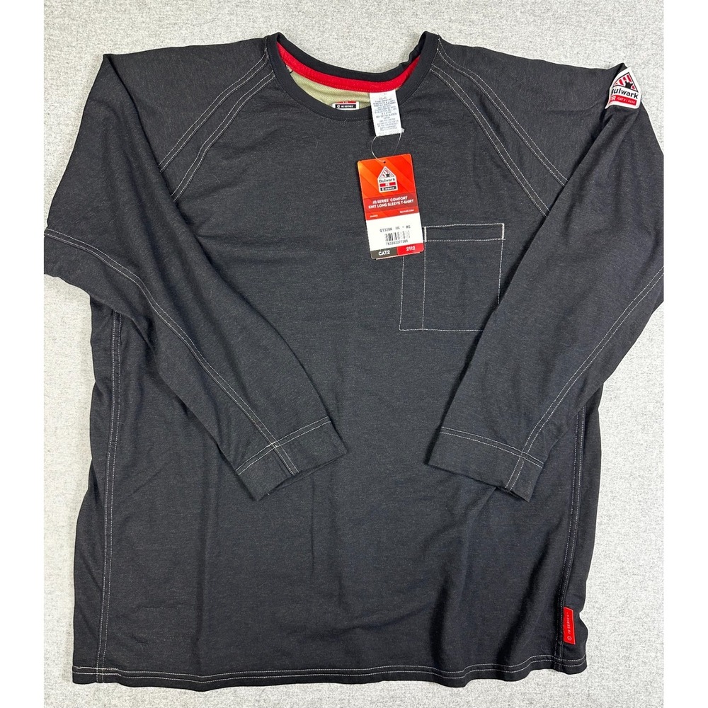 Bulwark FR iQ Series Shirt 2X Black Long Sleeve Pocket Tee CAT 2